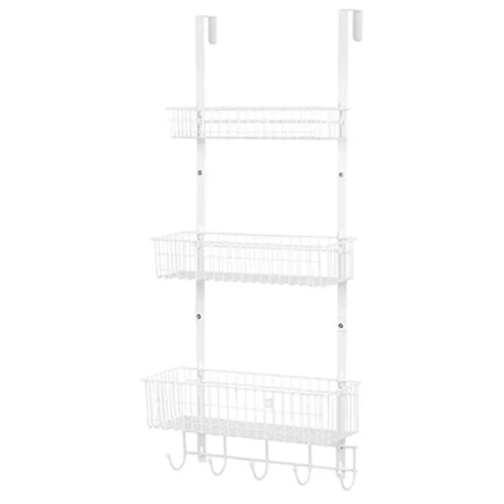 Over The Door Organizer With Hooks Mesh Baskets Hanging Shelf Bathroom Pantry